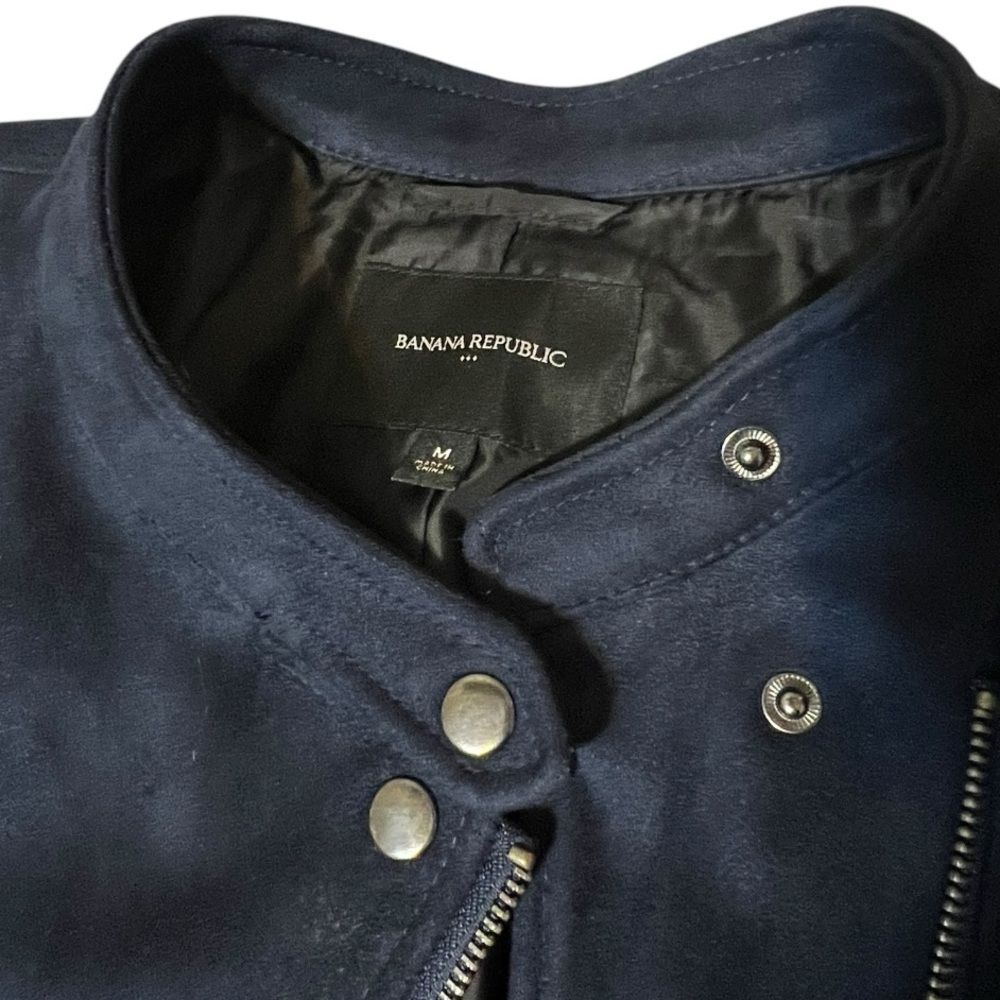 Banana Republic Faux Suede Band Collar Womens Jacket in Midnight Blue Medium - Picture 6 of 12